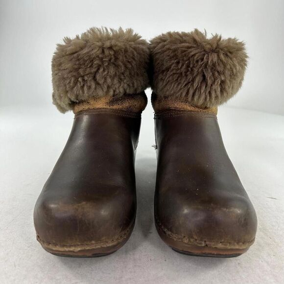 Dansko Bessie Women's Brown Burnished Leather Boot US 7.5 Shearling Pull-On Shoe - Picture 2 of 13